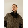 Blouson femme HIVER, chiné noir et beige, manches tricots SOUVENIR