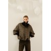 Blouson femme HIVER, chiné noir et beige, manches tricots SOUVENIR