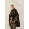 Cape femme HIVER, carreaux et franges marron SOUVENIR
