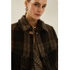 Cape femme HIVER, carreaux et franges marron SOUVENIR