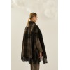 Cape femme HIVER, carreaux et franges marron SOUVENIR