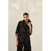 Chemise femme HIVER, en jean anthracite avec des perles SOUVENIR